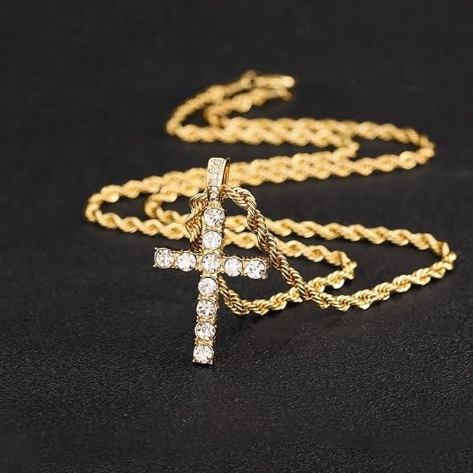 Spiritual Men’s Cross Pendant with Gold Plated Chain