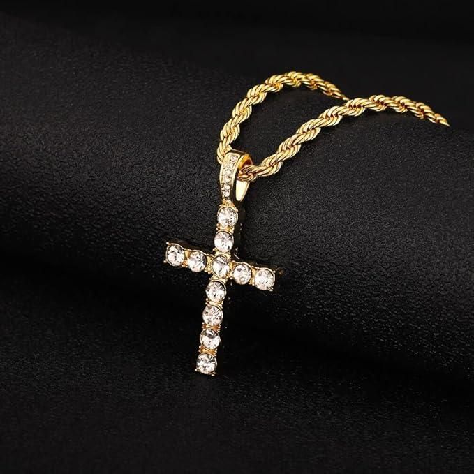 Spiritual Men’s Cross Pendant with Gold Plated Chain