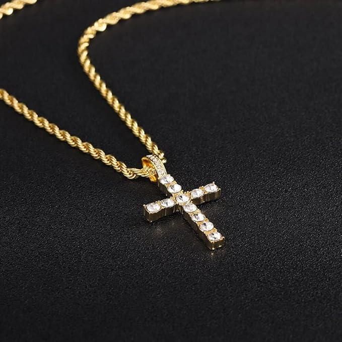 Spiritual Men’s Cross Pendant with Gold Plated Chain