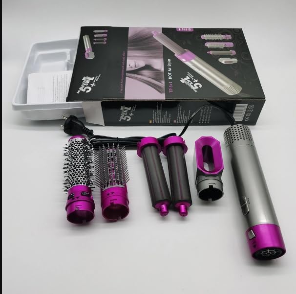 5 in 1 Hair Dryer Styling Tool – Hot Air Brush, Curler, Straightener & Volumizer