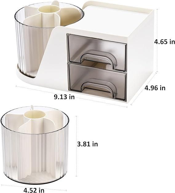 🌀 Smart 360° Rotating Desk Organizer | Stylish & Durable