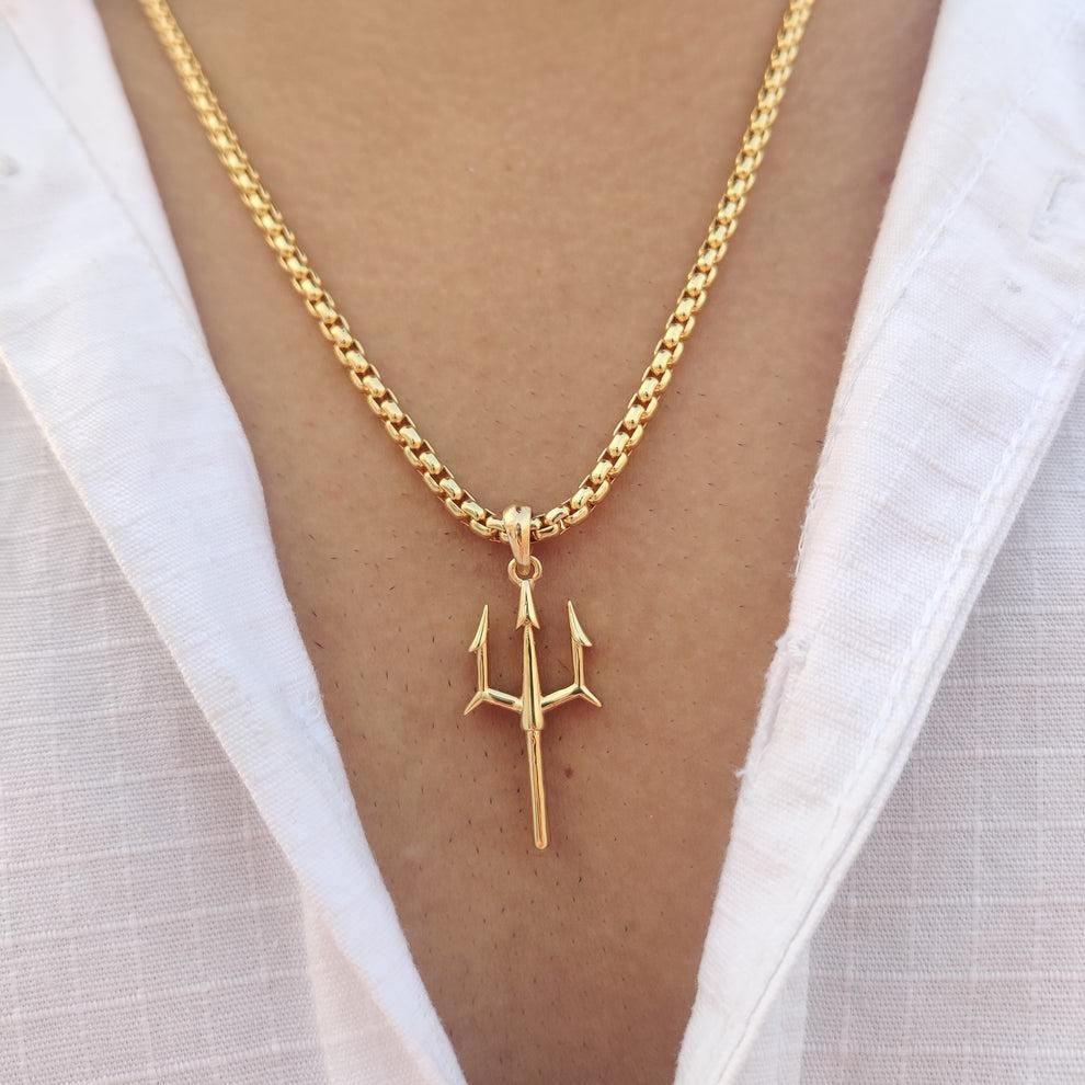 Men’s Gold Plated Trishul Pendant Necklace