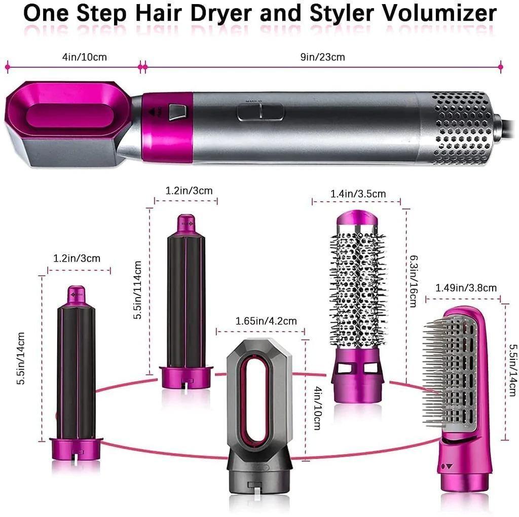 5 in 1 Hair Dryer Styling Tool – Hot Air Brush, Curler, Straightener & Volumizer