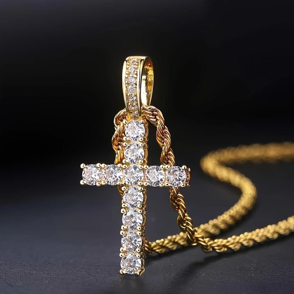 Spiritual Men’s Cross Pendant with Gold Plated Chain