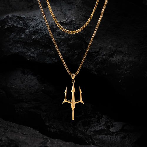 Men’s Gold Plated Trishul Pendant Necklace