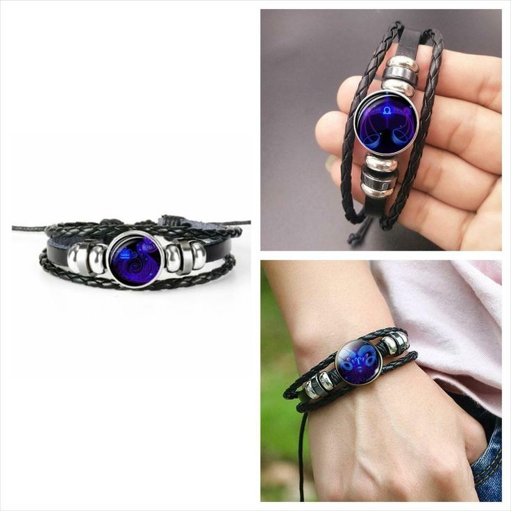 Zodiac Guardian Bracelet – Black Leather Adjustable Constellation Design